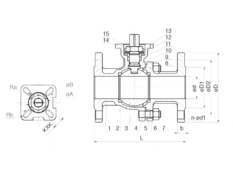 Stainless Steel Two Piece Ball Valve Mounting Pad